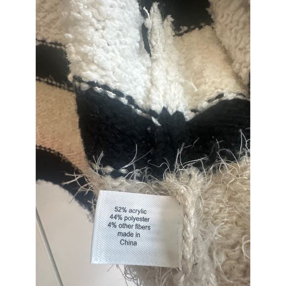 Lane Bryant Black, White, Tan, and Light Pink Open Front Knitted Cardigan - Picture 6 of 7